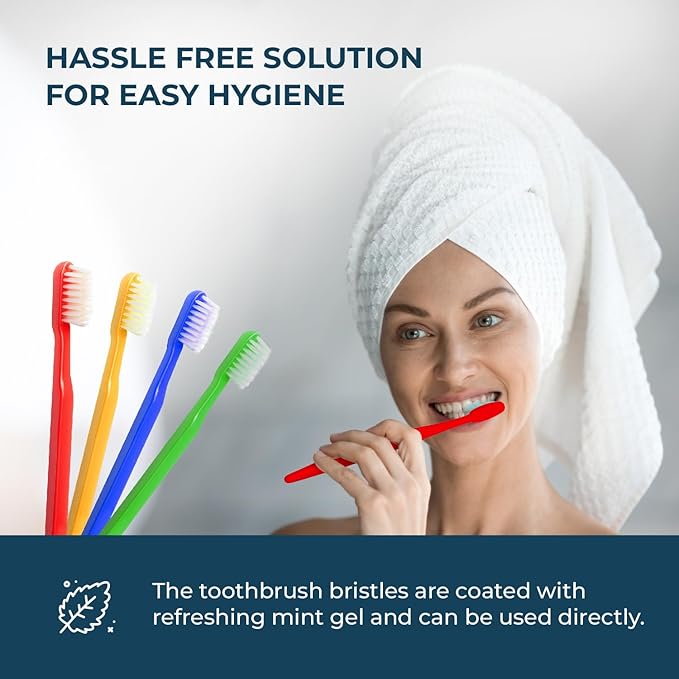 The Essentials Dreams 144 Pack Disposable Toothbrushes with Mint Toothpaste Individually Wrapped - Prepasted Single Use Toothbrush with Soft Bristles for Camping Hotels Travel Airbnb