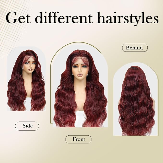 Reddish Brown 200 Density Body Wave 13x4 HD Lace Front Wigs Human Hair Pre Plucked Reddish Brown Wig Human Hair Real Hair Wigs 24 Inch