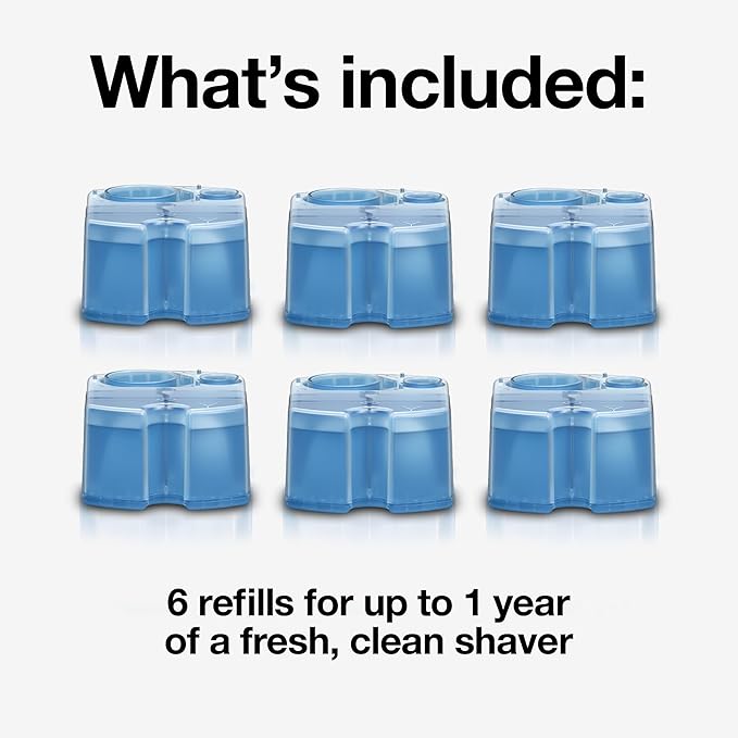 Braun Clean &amp Renew Refill Cartridges CCR Replacement Shaver Cleaner Liquid Solution for Clean&ampCharge System Pack of 6