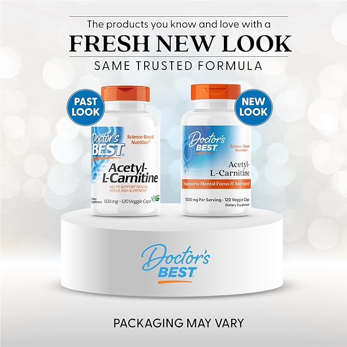 Doctors Best Acetyl-L-Carnitine Supports Mental Focus &amp Alertness Non-GMO Gluten Free Soy Free Vegan 120 Veggie Caps