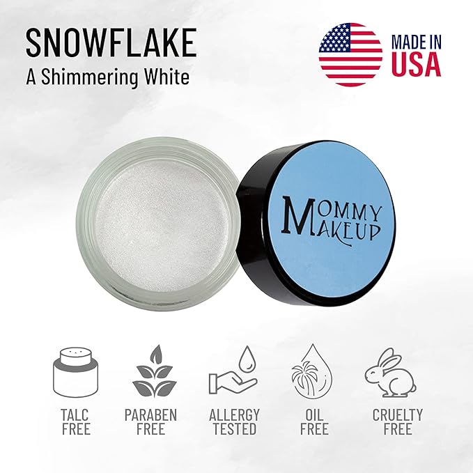 Mommy Makeup Any Wear Creme Eyeshadow - Waterproof Crease-Proof Long Lasting High Pigment Oil-free - Cream to Powder for Eyes Cheeks &amp Lips (Snowflake)