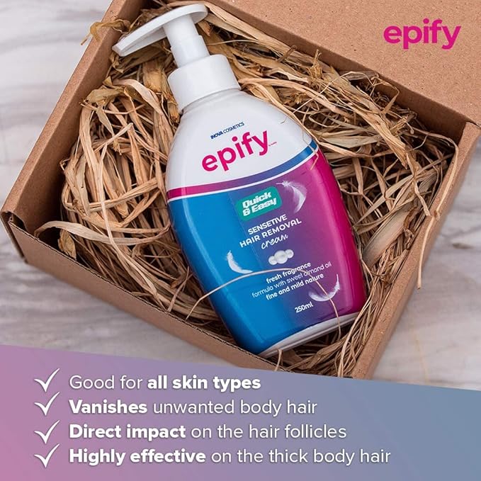 Epify Intimate Hair Removal Cream for Men and Women - Pubic Bikini &amp Sensitive Areas (Pack of 6)