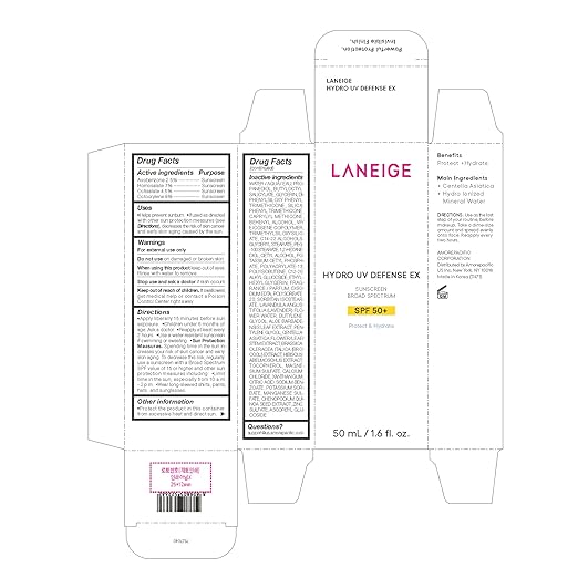 LANEIGE Hydro UV Defense Sunscreen SPF 50+: Hypoallergenic &amp Dermatologist-Tested Korean Broad Spectrum Sun Protection with No White Cast