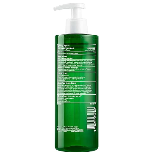 VICHY Normaderm Daily Acne Face Wash Salicylic Acid Face Cleanser for Oily &amp Acne Prone Skin Acne Cleanser that Clears Clogged Pores and Blackhead