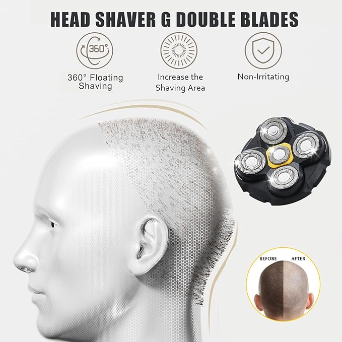 Shaver Replacement Heads Compatible with Microtouch Titanium Head Shaver for Bald Men 3 Pack