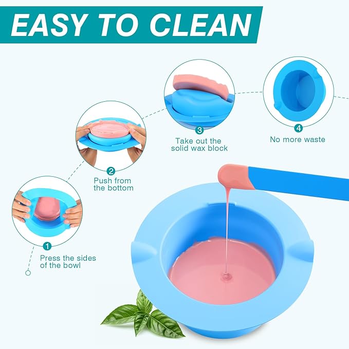 2 lb Hard Wax Beads All-purpose Wax Beans with Silicone Wax Pot for Sensitive Skin Brazilian Coarse Waxing for Bikini Face Eyebrow Back Chest Legs Armpit Women Men Rose
