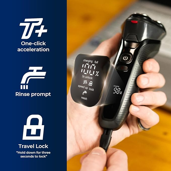 Cordless Electric Razor for Men: 3-in-1 Shaver for Beard/Nose/Sideburns - IPX7 Waterproof Travel Kit