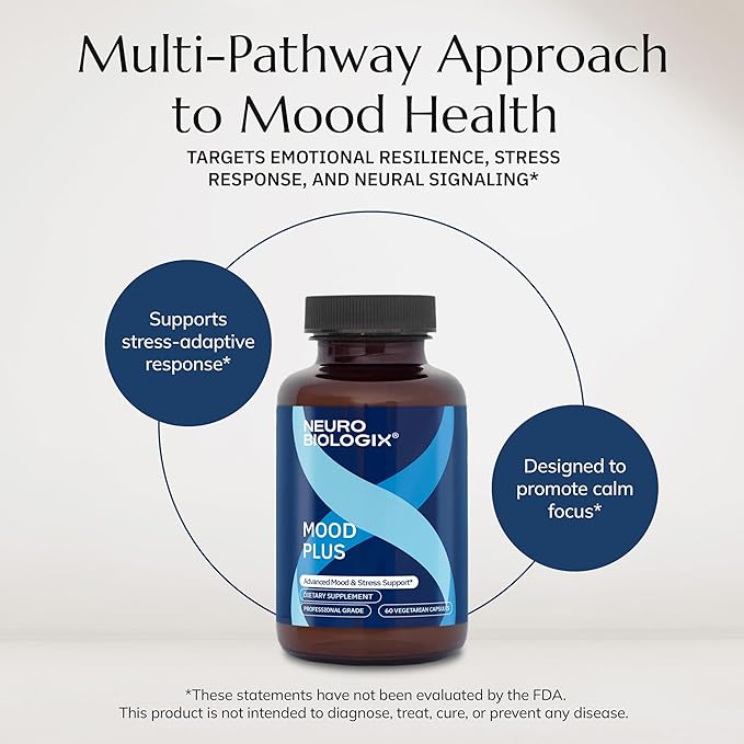 Neuro biologix Mood Plus for Men and Women Advanced Supplement with GABA 5-HTP Ashwagandha Magnesium &amp Chamomile for Emotional Balance Serotonin Support &amp Relaxation 60 Capsules