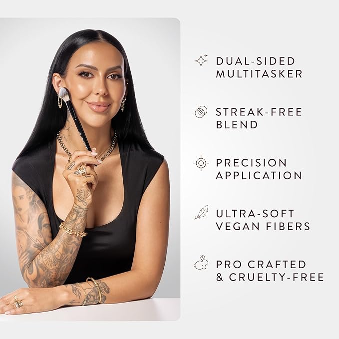 BK BEAUTY - NIKKI LA ROSE N17 MULTI-PRO FACE BRUSH ? Dual-Sided Paddle Brush for Face Application Liquid Powder Blending - Bronzer Contour Blush Foundation