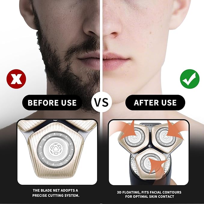 SH71/50 Shaving Heads Compatible with Phili*s Shavers Series S5000 (S5XXX)S7000 (S7XXX)i9000for SH60/70 and SH70/70 (Champagne color)