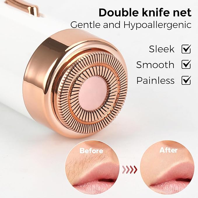 Women Face Epilator Hair Removal for Face Facial Hair Removal Cordless Rechargeable Epilator 2-in-1 Women Shaver Kit for Face Body Underarms
