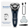 Electric Razor for Men Electric Shaver for Men Waterproof/Rechargeable/LED Display Men?™s Shavers Wet &amp Dry Rotary Shavers Gift for Dad Husband Boyfriend (Navy Blue)