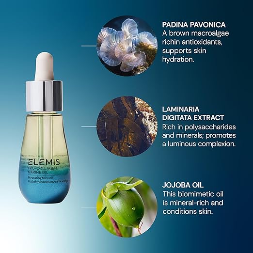 ELEMIS Pro-Collagen Marine Oil 15ml Lightweight Face Oil To Hydrate Nourish &amp Improve Skin Texture