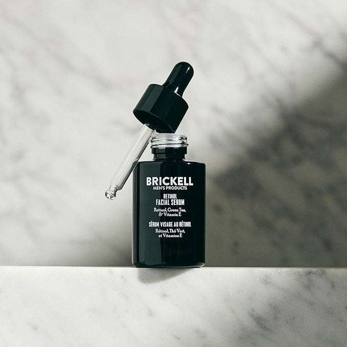 Brickell Men's Retinol Skin Care Serum Treatment For Firming Face Lines &amp Eye Wrinkles Deep Hydrating Facial Skincare Serum For Anti-Aging Fragrance Free 1 Ounce