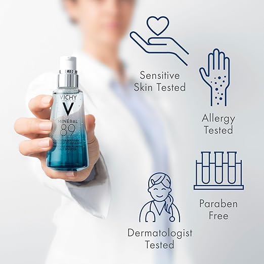 Vichy Mineral 89 Booster Pure Hyaluronic Acid Serum for Face with Volcanic Mineral Water for Skin Barrier Repair Plumps &amp Hydrates Lightweight Moisturizing Gel Oil-Free Non-Sticky