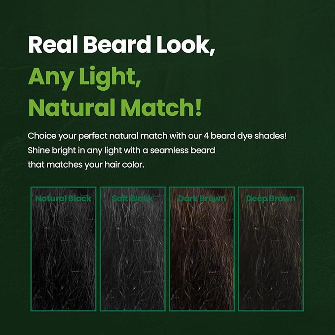 Herb For Men Mustache &amp Beard Dye (Nature Black 3 Pack) PPD-Free Ammonia-Free Vegan with Natural Ingredients Odorless Gentle for Sensitive Skin No Skin Irritation