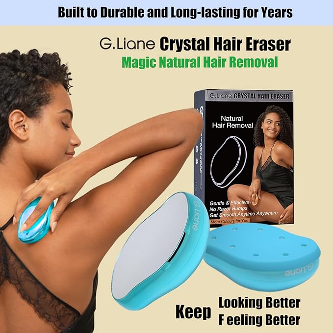 Crystal Hair EraserUpgraded Painless Crystal Hair RemoverEffective Nano Glass Hair Removal Device and Skin ExfoliationBody Epilator for Women and Men(Aqua)