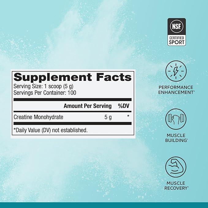 Dr. Mercola Pure Power Creatine Monohydrate - Supports Strength &amp Performance - Unflavored - NSF Certified - Quick-Dissolving Powder - 17.60 oz - 100 Servings