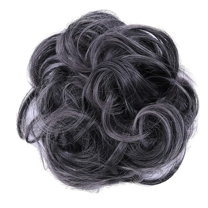 Hair Accessories 1 Pack Synthetic Donut Bun Messy Bun Hair Slices Curly Wavy Headbands Women Bun Wig Synthetic Wig Hair Extensions Hair Pieces For Women(1Tdimgray)