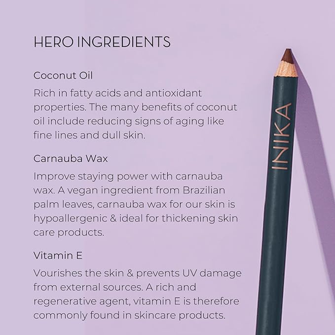 INIKA Organic Hypoallergenic Vegan Eye Pencil: Long-Lasting Water-Resistant Makeup Richly Pigmented with Vitamin E and Coconut Oil Gentle for Sensitive Eyes Cruelty-Free &amp Sustainable Packagin