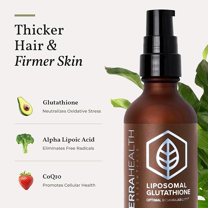 Terra Health Essentials - Liposomal Glutathione - Supports Immunity Skin Hair and Healthy Aging - Maximum Absorption Glutathione Supplements - 30 Day Supply