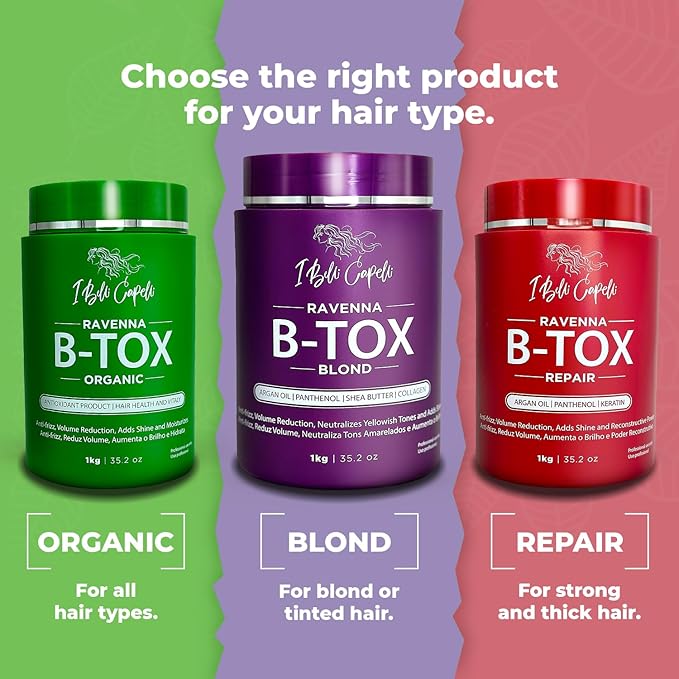 I Belli Capelli Ravenna Hair B-tox Treatment for Blond Hair Formaldehyde-Free- Cirugia Capilar Para el Cabello- Anti-Frizz Smoothing- 35.2 oz(1kg) 2 units