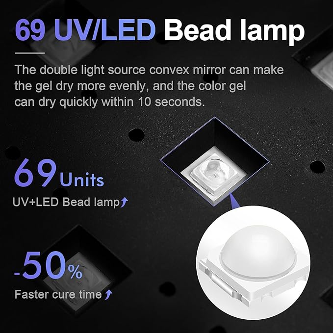 L'UGX Professional Nail Lamp for Gel Polish Dryer 72W LED UV Nail Lights with Arm Rest Pillow &amp Retractable TrayPerfect for Manicure &amp Pedicure at Salon &amp Home Black