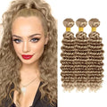 Ash Blonde Bundles #22 Deep Wave Bundle Blonde Human Hair Bundles 22 24 26 inch #22 Wet and Wavy Bundle 150g