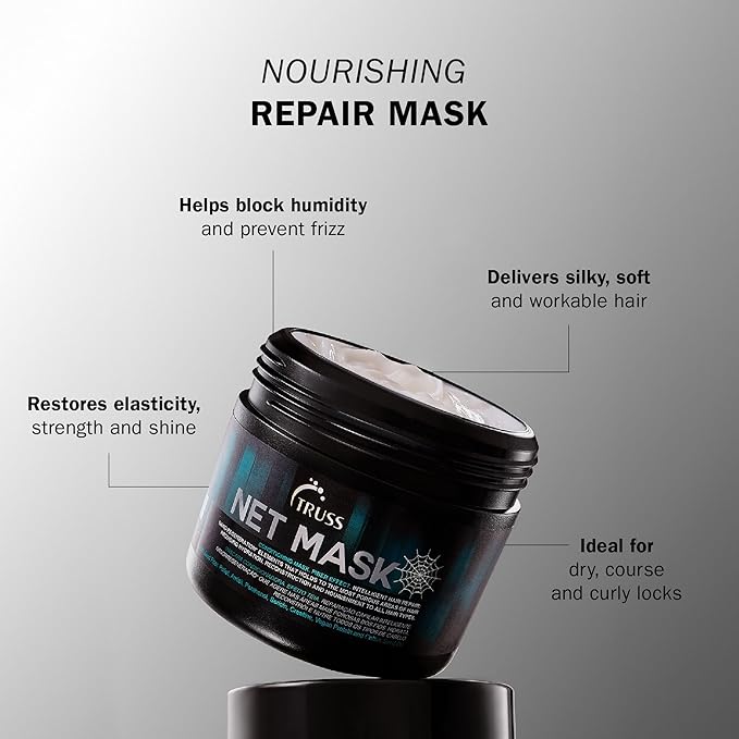 TRUSS Net Deep Conditioning Hair Mask for Damaged Hair - Formulated with Nano-Regeneration for Protein Replenishment Hydration &amp Shine - Reduces Frizz Defines Curls &amp Restores Elasticity (19
