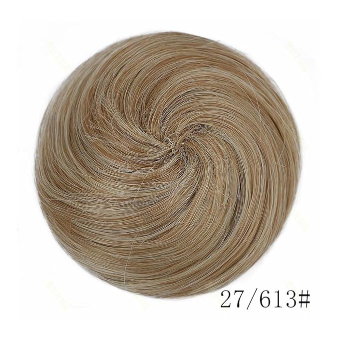 Hair Buns 2PCS Space Buns Mini Claw Clip in Hair Bun Extensions Messy Cat Ears Wig Accessory Synthetic Donut Updo Hairpieces for Girls Hair Buns Hair Piece(Bright golden brown)