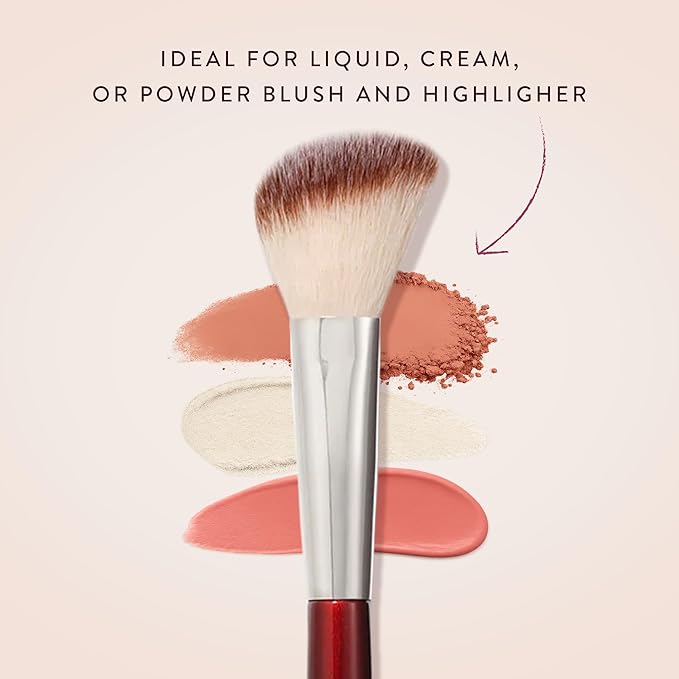 BK BEAUTY 112 SMALL ANGLED FACE BRUSH ? Precise Angled Blush Brush for Soft Natural Blend Ideal for Blush on Smaller Faces &amp Highlighting