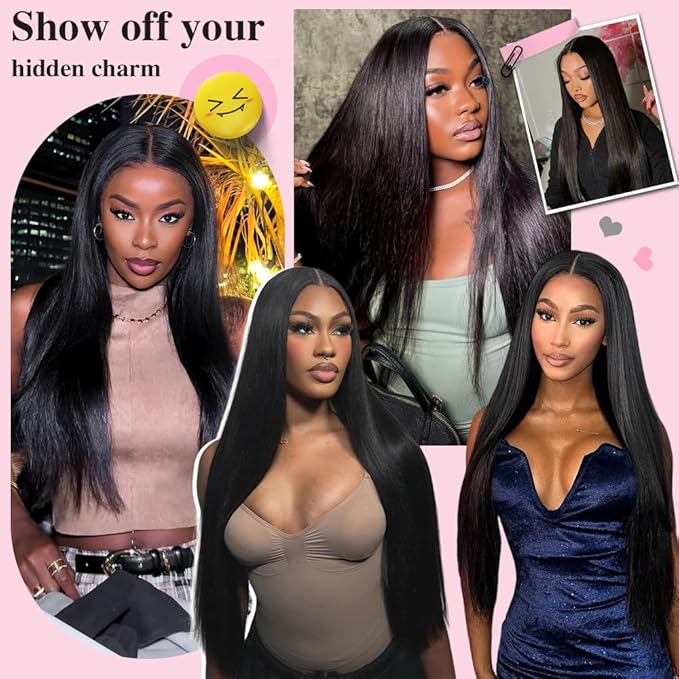 26 Inch Straight Lace Front Wigs Human Hair 13x6 HD Transparent Lace Front Human Hair Wigs for Women Glueless Brazilian Virgin Hair Lace Frontal Wig 200% Density Pre Plucked