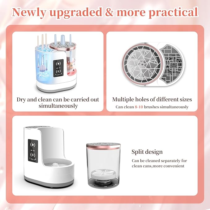 LARDERGO Makeup Brush Cleaner Machine Ultimate Efficient Electric Automatic Cleaner and Dryer for All Types of Makeup Brushes
