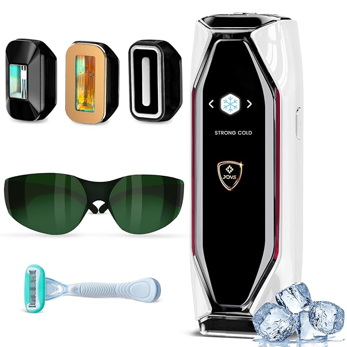 JOVS Laser Hair Removal 37°F Painless Hair Removal Device with Sapphire Ice-Cooling 3 in 1 Hair Removal &amp Skin Rejuvenation for Women and Men 8 Modes Skin Care for Whole Body Touch Screen Whi