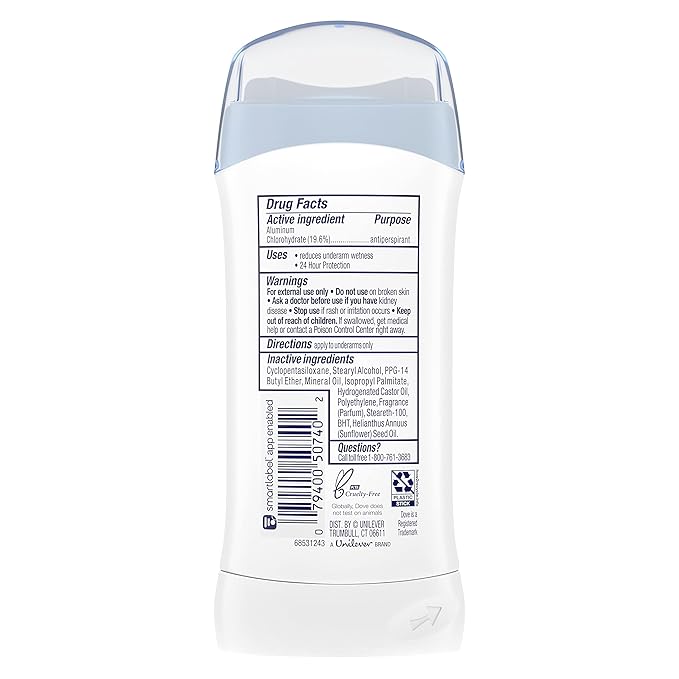 Dove Invisible Solid Antiperspirant Deodorant Stick for Women 6 Count Sensitive For All Day Underarm Sweat &amp Odor Protection 2.6 oz