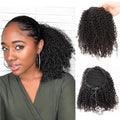 Afro Puff Drawstring Ponytail Human Hair 8a Brazilian Virgin Hair 2 Clip In Natural Kinky Curly Puffs Updo Chignon Buns Extension for Black Women Girls 12 Inch #1B Natural Black