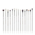 Jessup Small Eye Makeup Brush Set Professional 15pcs White/Silver Premium Natural-synthetic Eye Shadow Blending Concealer Eye &amp Brow Liner Brushes T237
