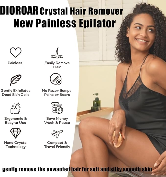 Crystal Hair EraserUpgrade Crystal Hair RemoverPhysical Nano Glass Hair Removal DevicePainless Epilator and Exfoliator Without Shaver for Quick Soft Silky Skin(Golden)