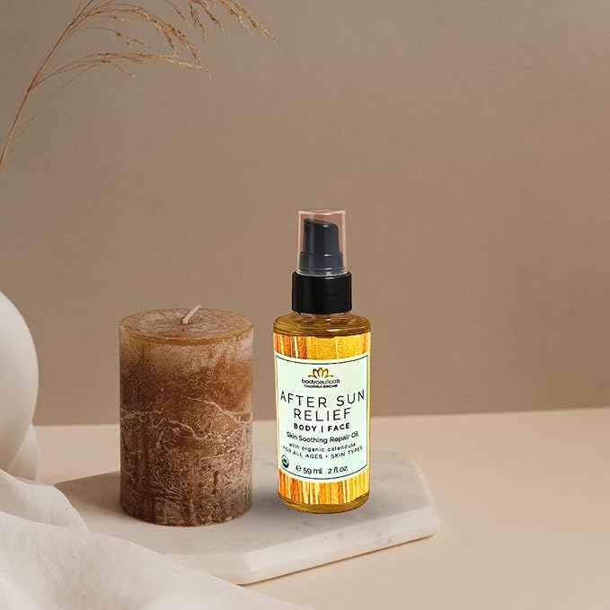 Organic Calendula After Sun Oil ? Moisturizing Face and Body with Olive Oil and Vitamin E Lightweight Formula for Normal to Oily Skin 2 oz
