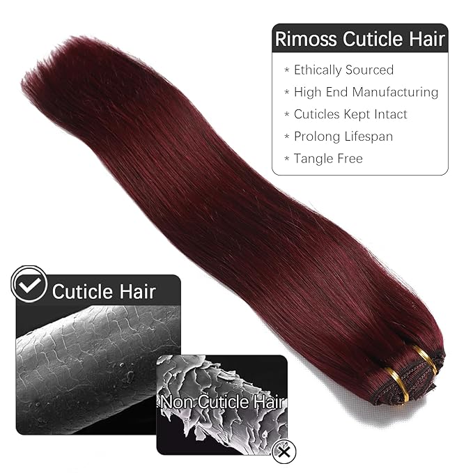 Clip in Hair Extensions Real Human Hair - 160g 20 Inch 7pcs Burgundy Red Color - Premium Soft Hair Extensions Real Human Hair Clip ins Straight Double Weft for Women (#99J 20 Inch)