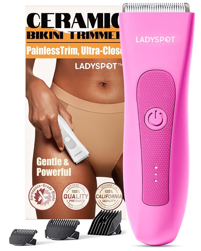MANSPOT LADYSPOT??Hair Shaver for Women Shaving Sets with 3 Gurad and Replaceable Ceramic Blade Heads No Nick No Cut No Razor Burn Waterproof Wet/Dry 90 Minutes Shaving (Women-Rosered-Version)