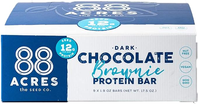 88 Acres Dark Chocolate Brownie Seed Protein Bar 9 Count 1.9 OZ