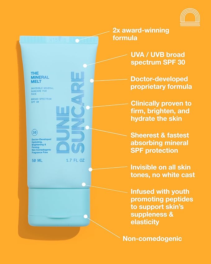 The Mineral Melt ? Sheer Mineral Face Sunscreen SPF 30 Broad Spectrum Fragrance-Free Sunblock ? Hydrating Anti-Aging Brightening Peptide-Packed Award-Winning Formula (1.7 Fl Oz)