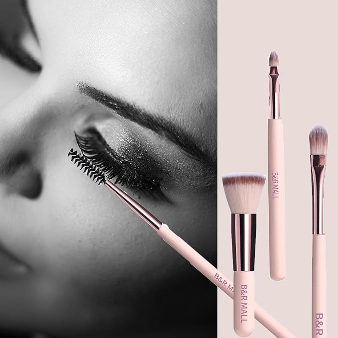 B&ampR MALL Makeup Brush Set with LED Mirror ? Supper soft Brushes for Flawless Foundation Concealer Eyeshadow &amp More | Lightweight Versatile Perfect for On-the-Go Touch-Ups (Champagne Gold)