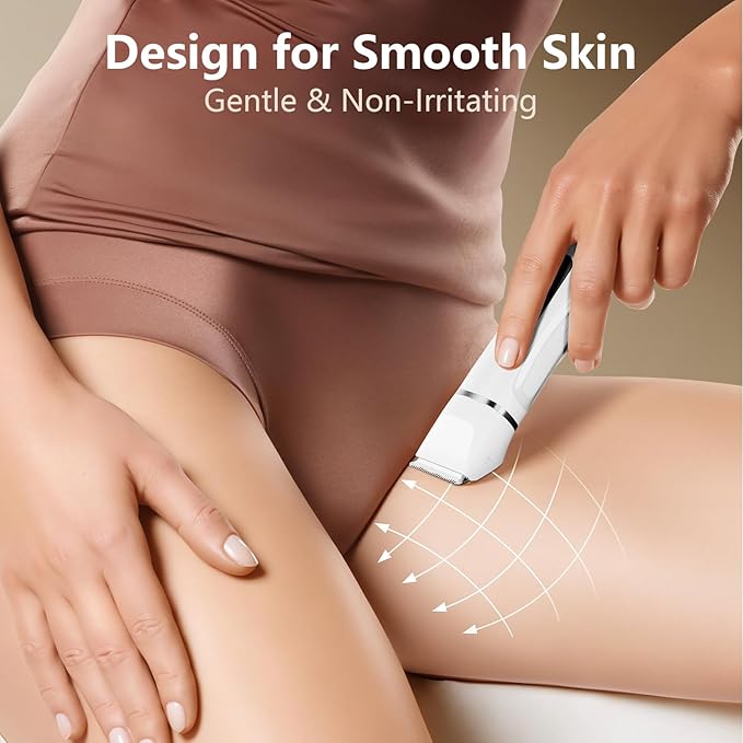 Bikini Trimmer for Women - Painless Waterproof Electric Razor Remover Foil Shaver for Leg Body Armpit &amp Facial Hair Cordless with Ceramic BladeUSB Charging Dock Travel Size Gifts for Her Iv