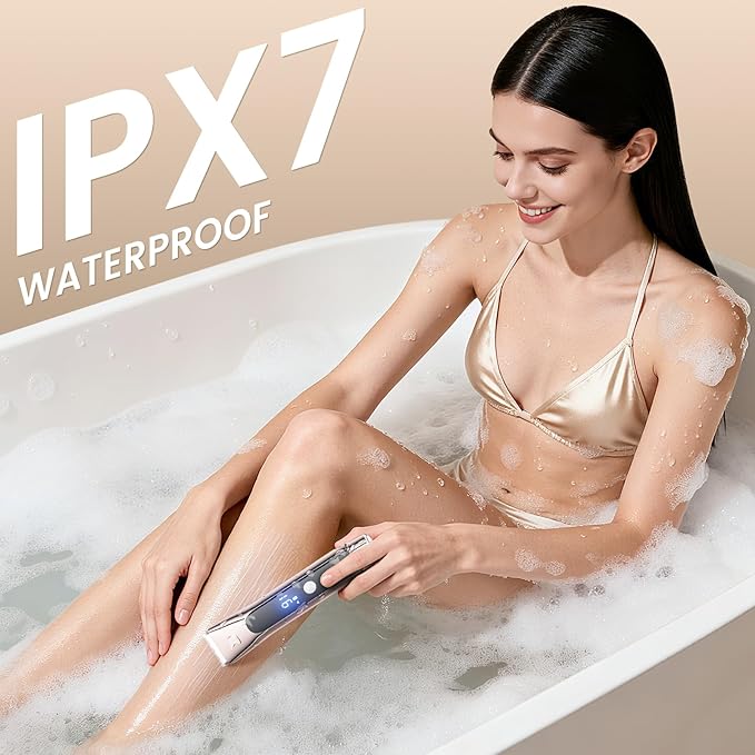 Bikini Trimmer for Women 2-in-1 Electric Razor with Dual Heads Ceramic Blade Waterproof &amp Rechargeable Painless Pubic Hair Shaver for Bikini Underarm Legs Face - PinkGold