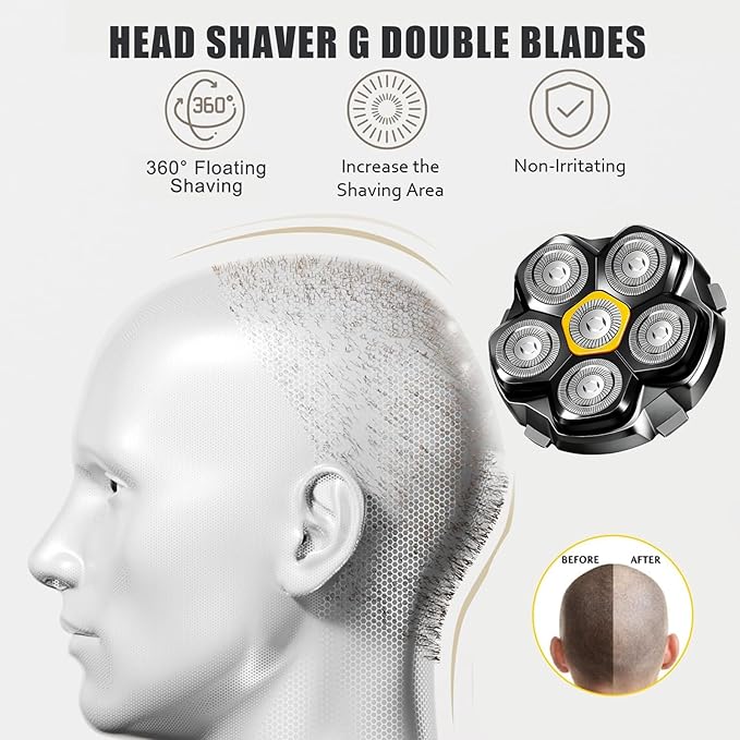 6 Blade Magnetic Replacement Shaving Heads Compatible with 6D Blade Head Compatible with Head Shavers for Bald Men3Pack Travel Size
