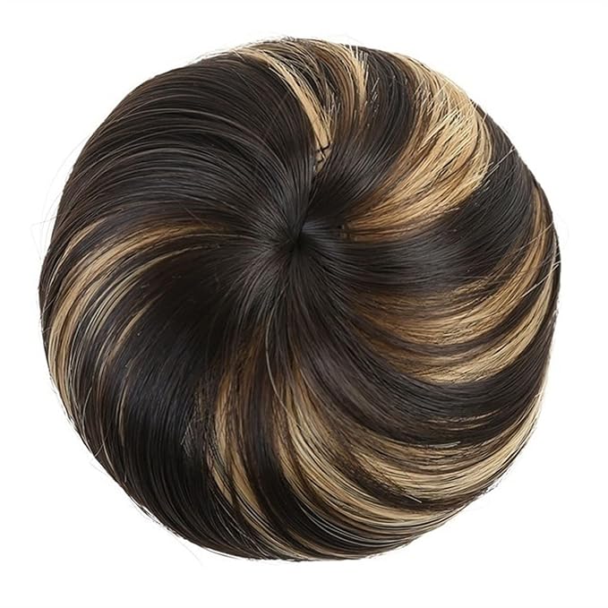 EARSHOT Hair Buns Hair Piece Synthetic Hair Bun Donut Bun with Elastic Band Ponytail Extensions Hair Clip Wig Ponytail Headwear for Women Hair Accessories For Girls (Color : 106)