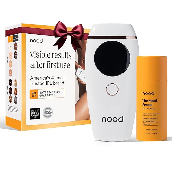 NEW Nood??Flasher 2.0 + Serum ? IPL Laser Hair Removal Device for Women &amp Men with After Shave to Treat &amp Prevent Ingrown Hairs Bumps Slowing Hair Regrowth ? Pain-Free IPL Hair Removal ? Glos