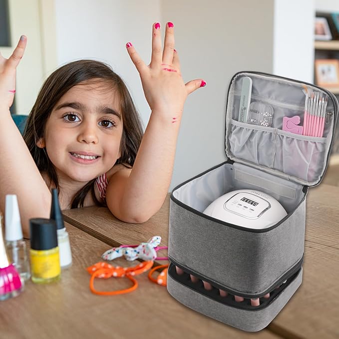 Travel Nail Polish Organizer Holds 30 Bottles (15ml) Double-layer Nail Polish Carrying Case Large Capacity Portable Storage Bag for Nail Varnish and Manicure Set